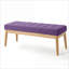Banc repose-pieds, capitonné mauve moderne Mid-Century - Pied de lit, salon | Noyer brun | Bois massif