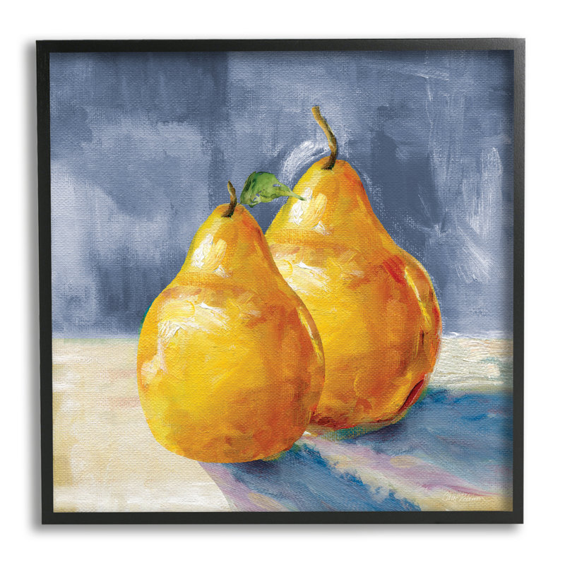 Classic Yellow Pears Still Life Canvas Print with Black Frame