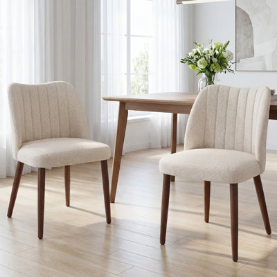 46.5cm H Fabric Upholstered Back Side Chair Solid Wood Dining Chair