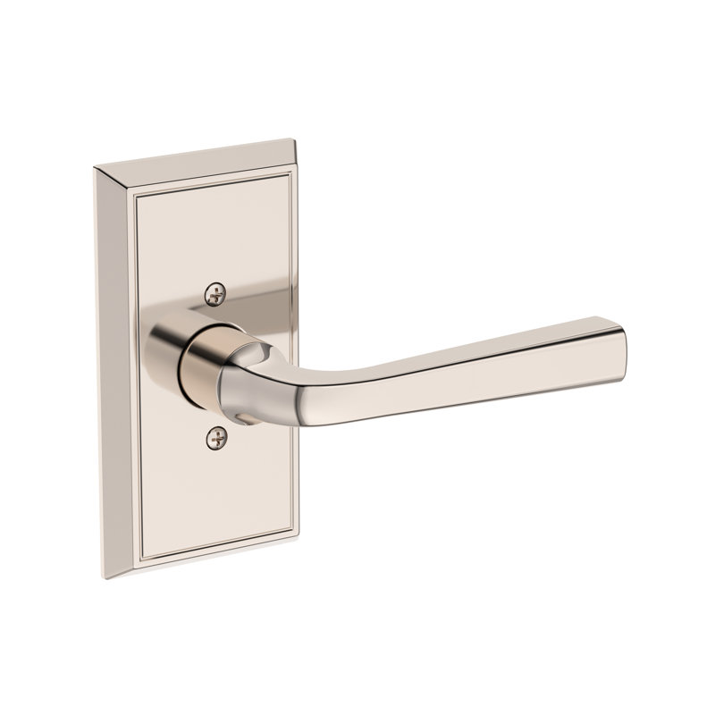 Kinsella Passage Lever with Chamfered 5in Rose in Polished Chrome, Polished Nickel