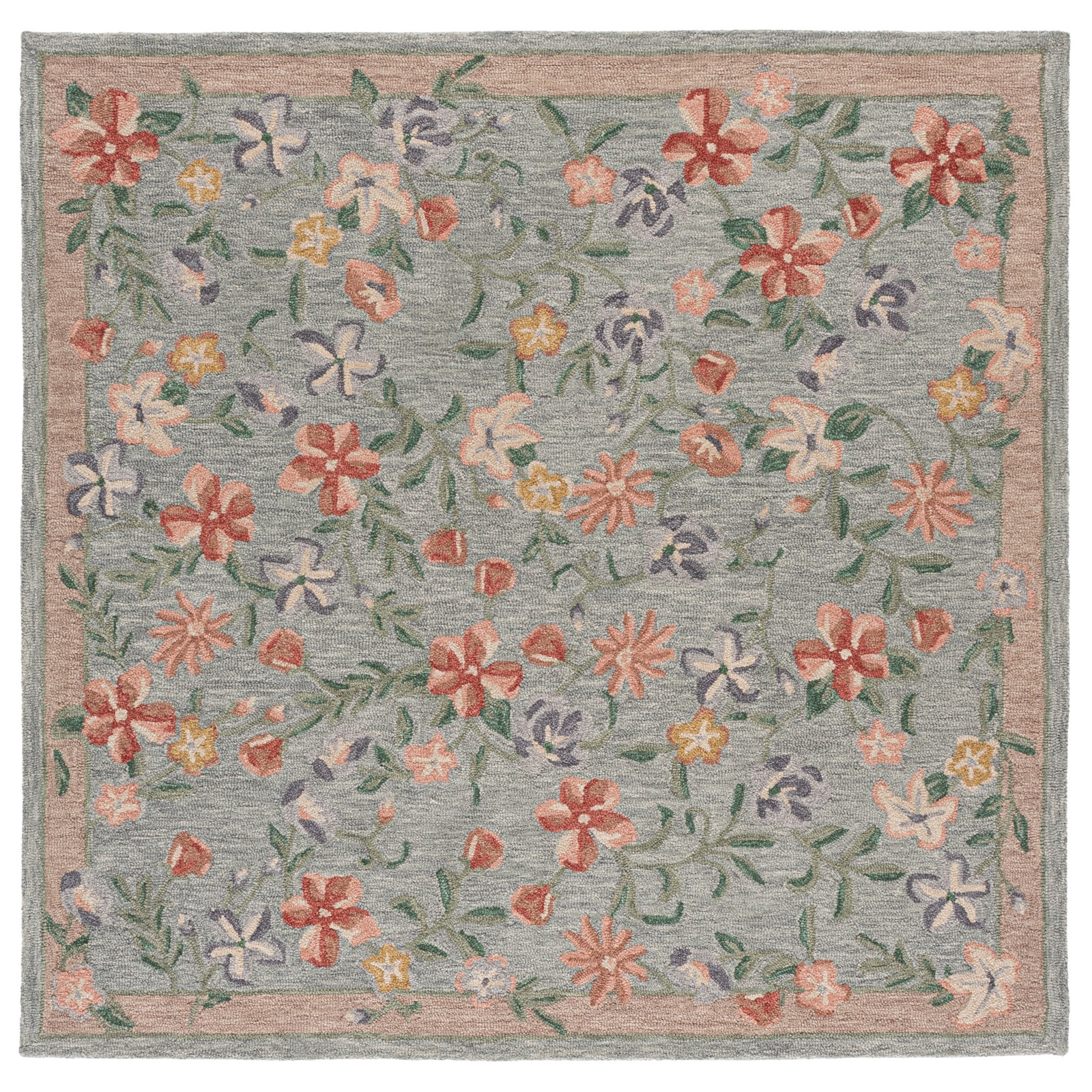 Martha Stewart Hand-Tufted Floral Wool Rug, Square 6'