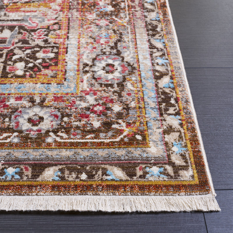 Rosecrans Oriental Machine Made Flatweave Polyester Indoor Area Rug in Cream, Rectangle 5' x 7'6"