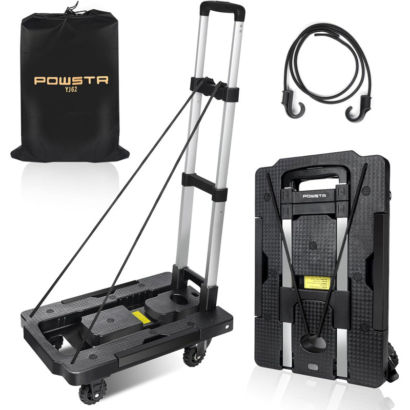 Folding Hand Truck Dolly Cart With Adjustable Handle And Brake Wheels - 290 Lbs Capacity