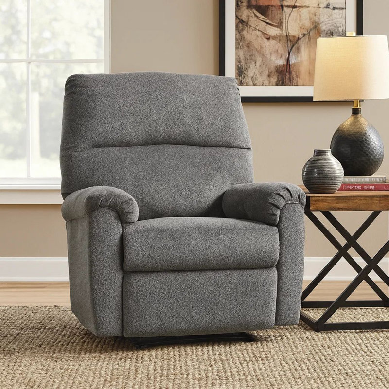 Rishana Upholstered Recliner, Gray Polyester