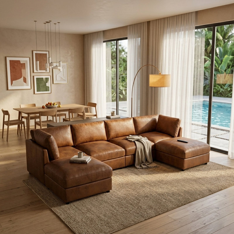 Canapé modulaire de coin avec repose-pieds Annai, 33" H x 129" W x 64.5" D