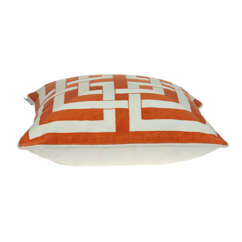 Coussin décoratif en coton , Orange/Blanc, Polyester/ Bourre en polyester