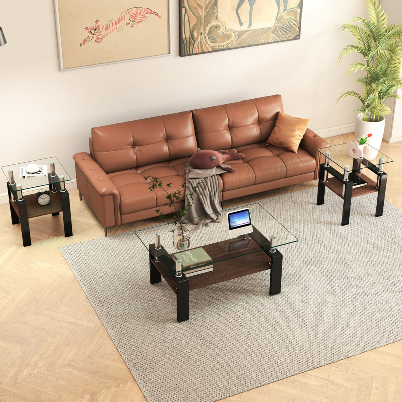 2 pièces carrées en verre trempé et tables de bout pour la chambre à coucher ou le salon, L 17,76 po x l 17,76 po x H 20,5 po, portant 155 lb, café moderne facile à nettoyer 2, utilisation idéale dans la pièce, charme visuel de surface