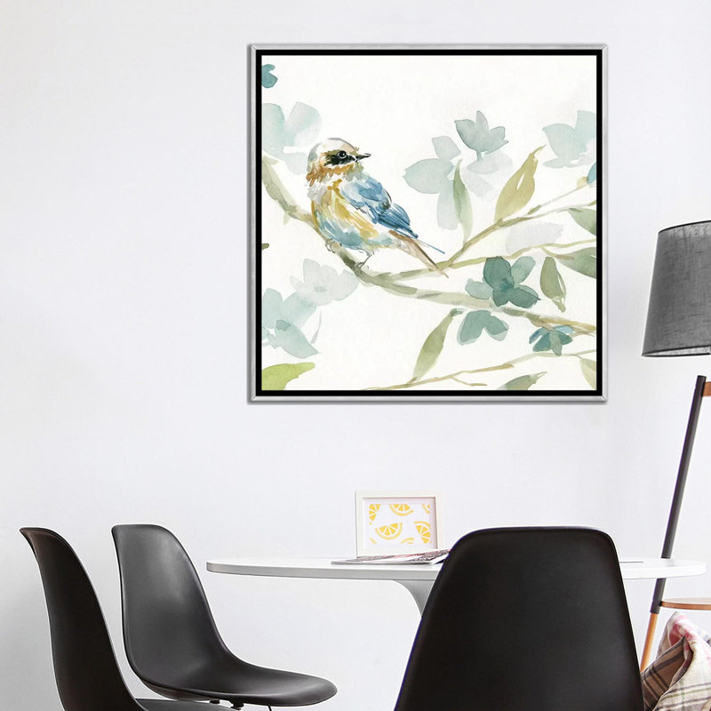 «Spring Melody I» par Carol Robinson - reproduction imprimée, Toile avec cadre argenté, Pas de tapis