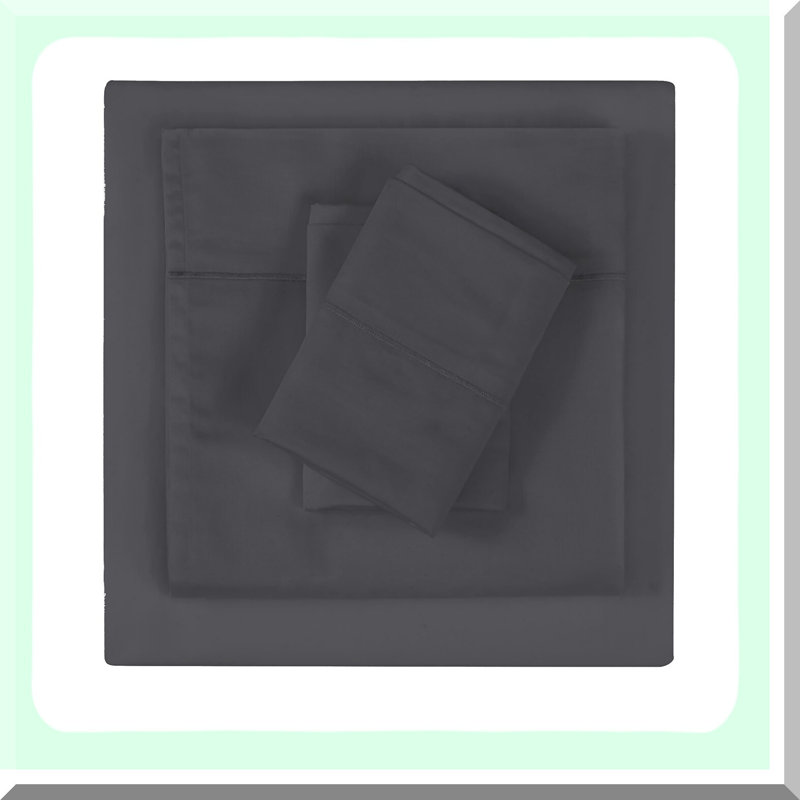 Luxury Sateen Cotton Pillowcase Set - 300 Thread Count - Soft & Smooth - Grey - Bedding Collection - Premium Quality - King Size - Breathable Fabric