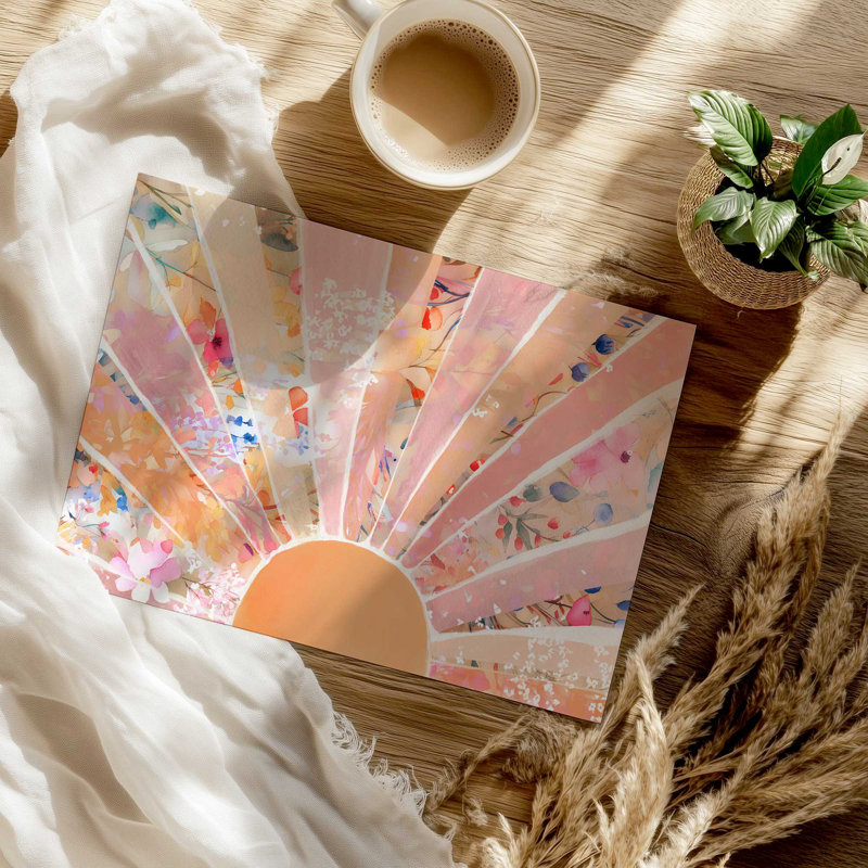 Doux imprimé floral soleil levant, Sans cadre, papier, H 11 po x l 14 po