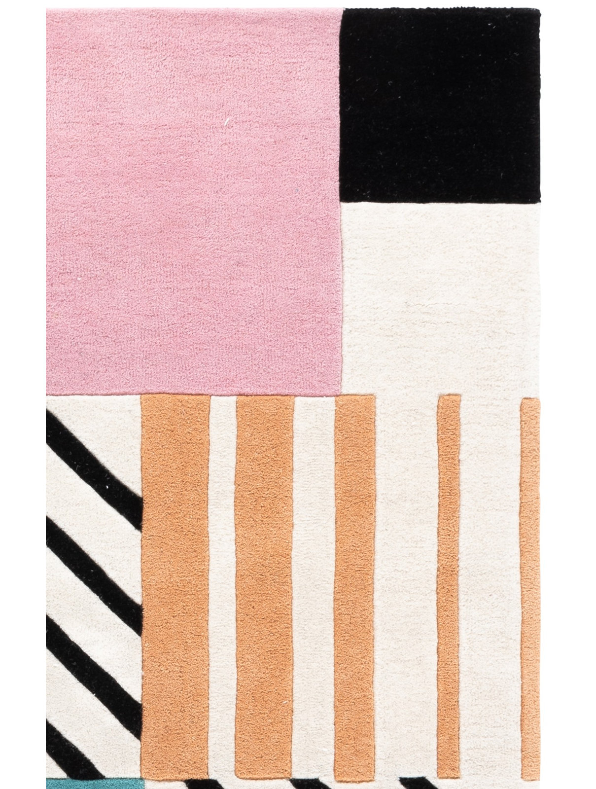 Tripoli Ivory Black Pink Hand-Tufted Geometric Rug, Rectangle 2'3" x 5'