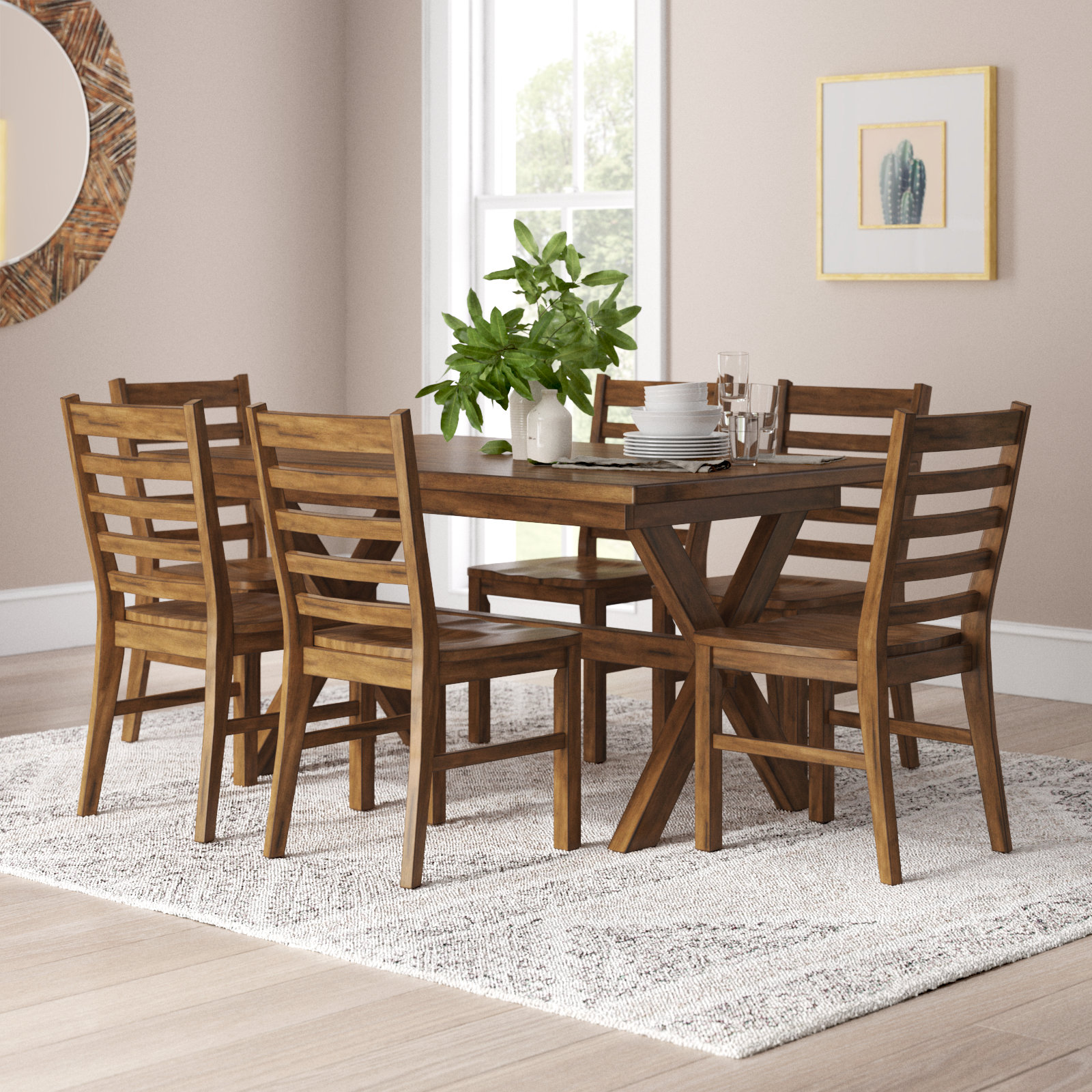 Mistana™ Lebron 7 - Piece Trestle Dining Set & Reviews | Wayfair