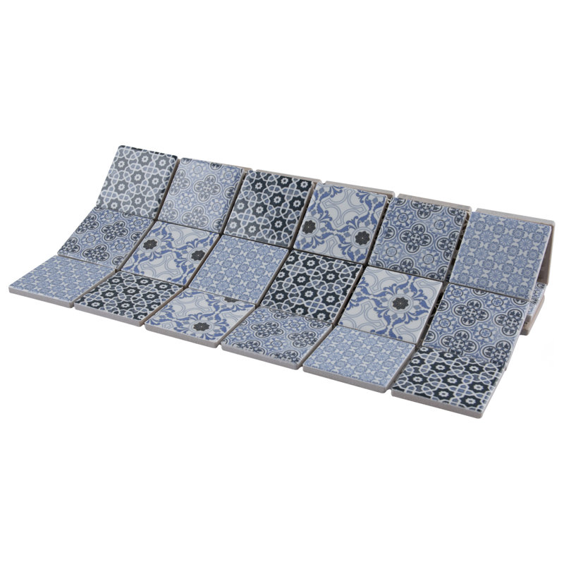 Classico 2" x 2" Porcelain Grid Mosaic Wall & Floor Tile, Blue/White