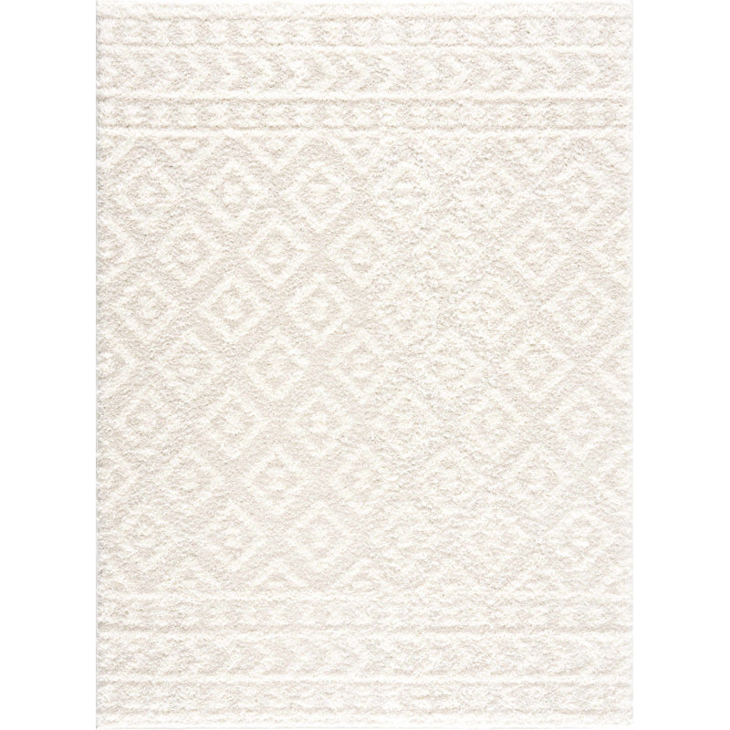Tapis bleu / beige Aaliyanna, Beige, Rectangle 5 pi 3 po x 7 pi
