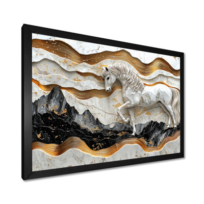 Cheval, rivière, rivière, horizon, cavalier III - art mural grand cheval