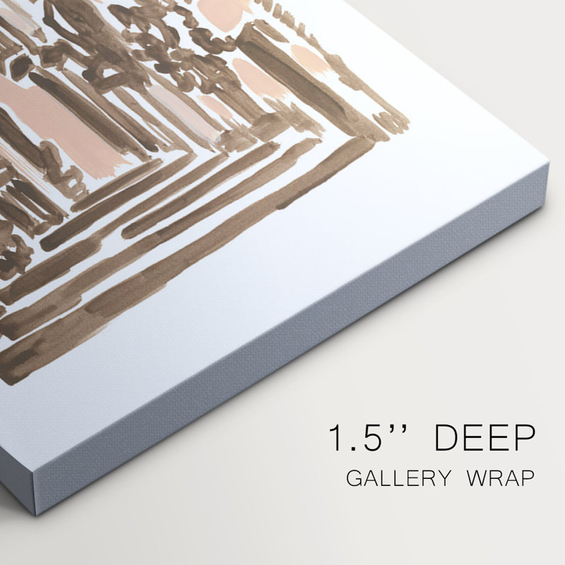 Blush Architecture Study I  -Custom Wrapped Gallery Canvas - 3 Pieces, 12" H x 24" W