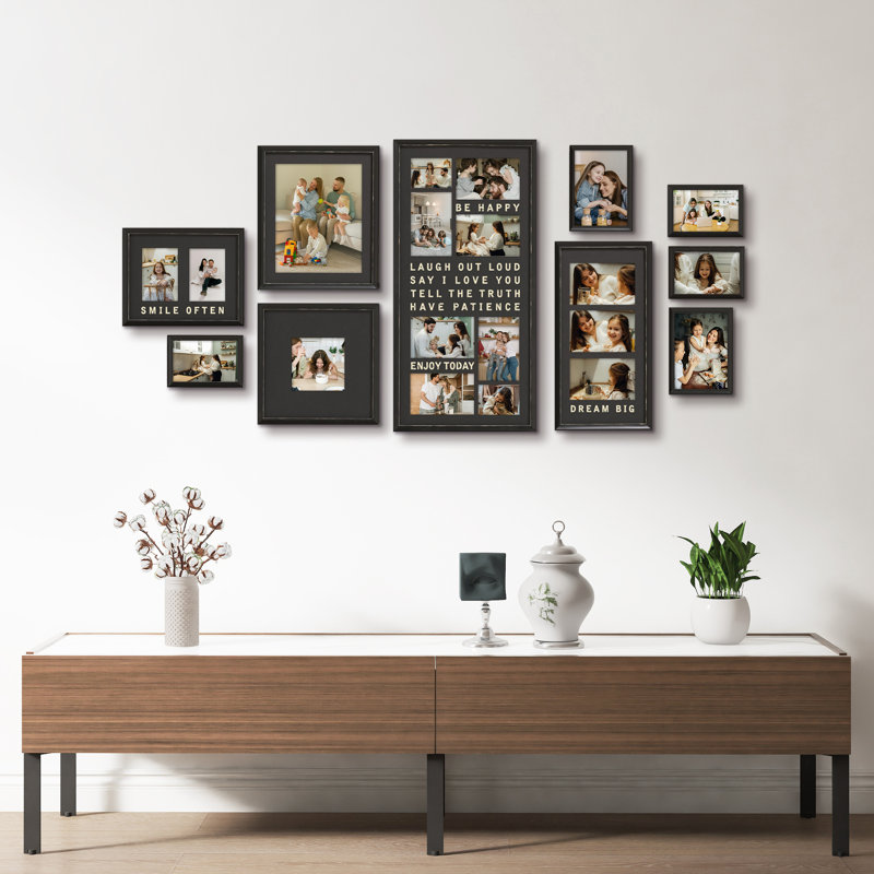 9 Piece Gallery Wall Frame Set Matte Black PVC