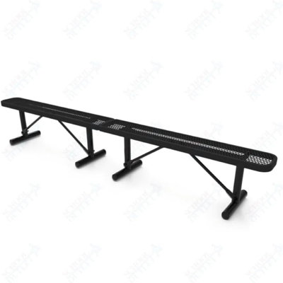 Banc de parc portatif robuste en métal enduit de 10 pieds - noir sans dossier