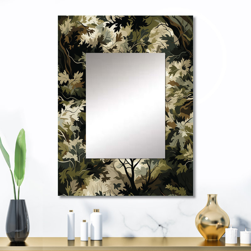 «Kendrica Wilderness Forest», grand miroir décoratif floral, 32 po x 24 po