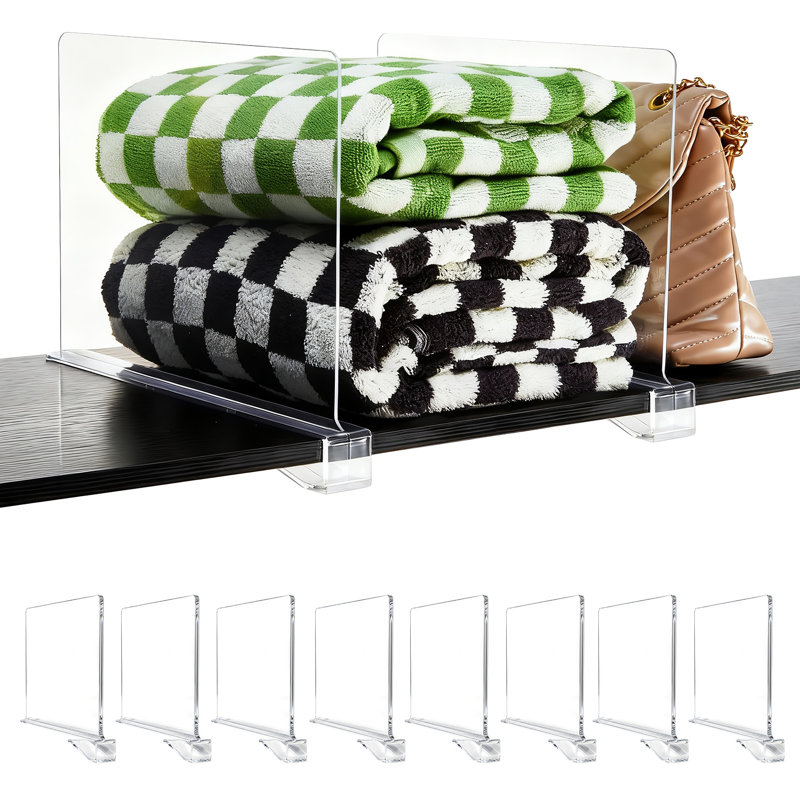 Paquet de 8 cloisons en acrylique 11,81 po x 7,87 po x 1,18 po pour séparer les tablettes des garde-robes