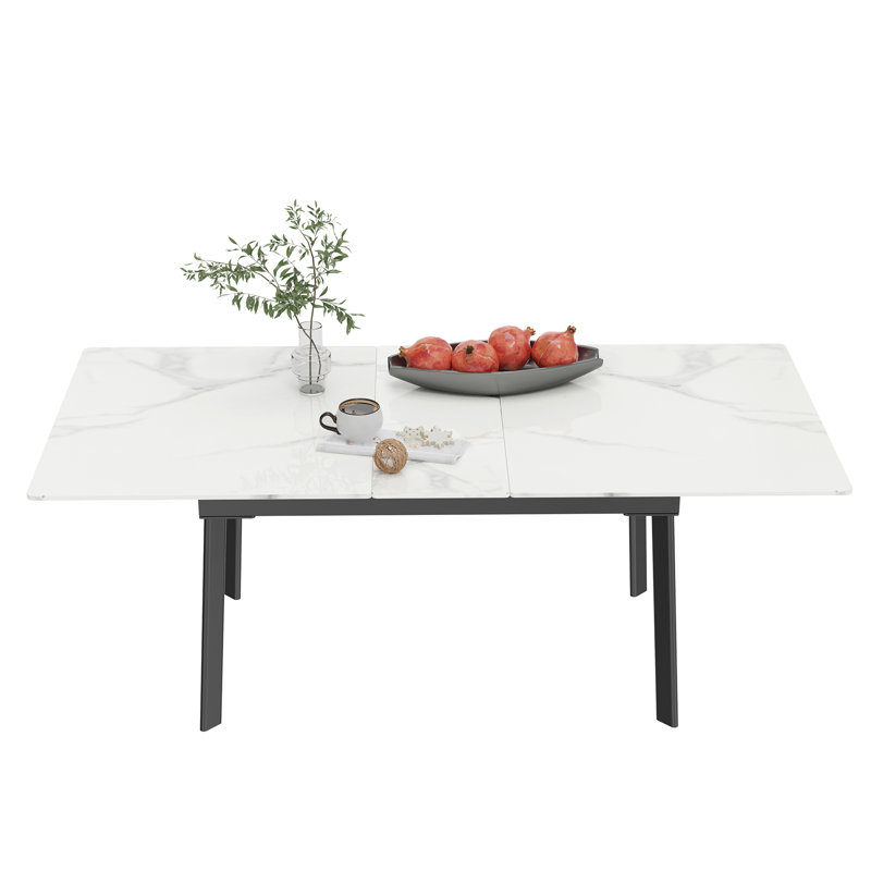 Mattear Rectangular Dining Table, Glossy White, 160x80x79cm