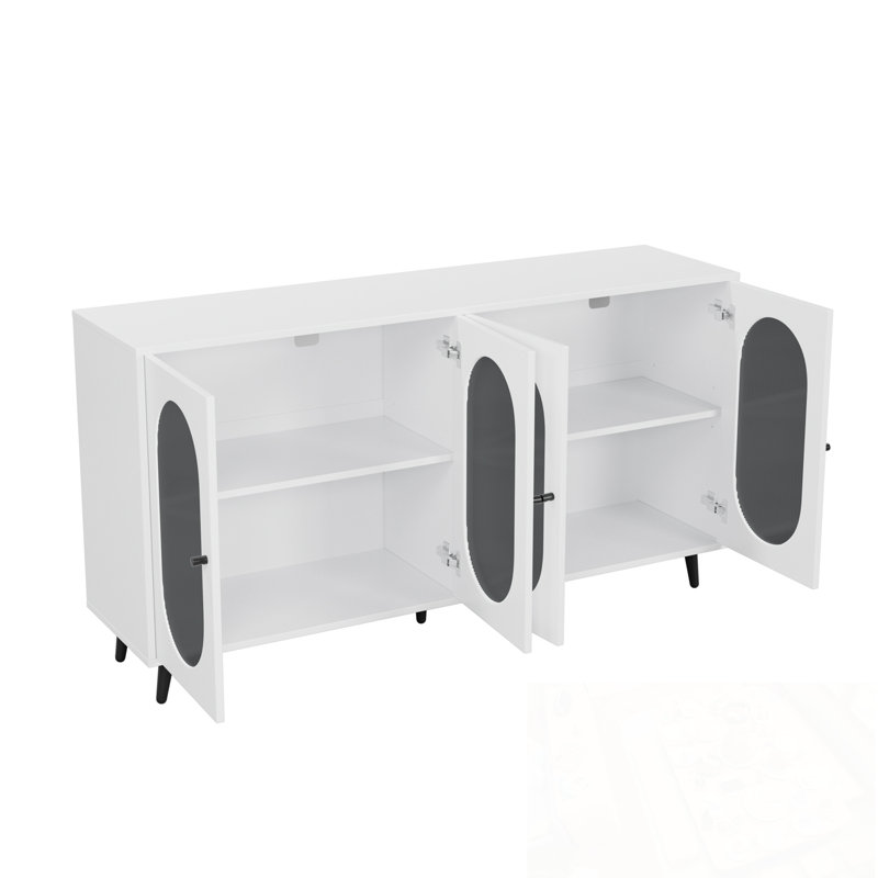 Wood Mehl with 4 Acrylic Doors, White