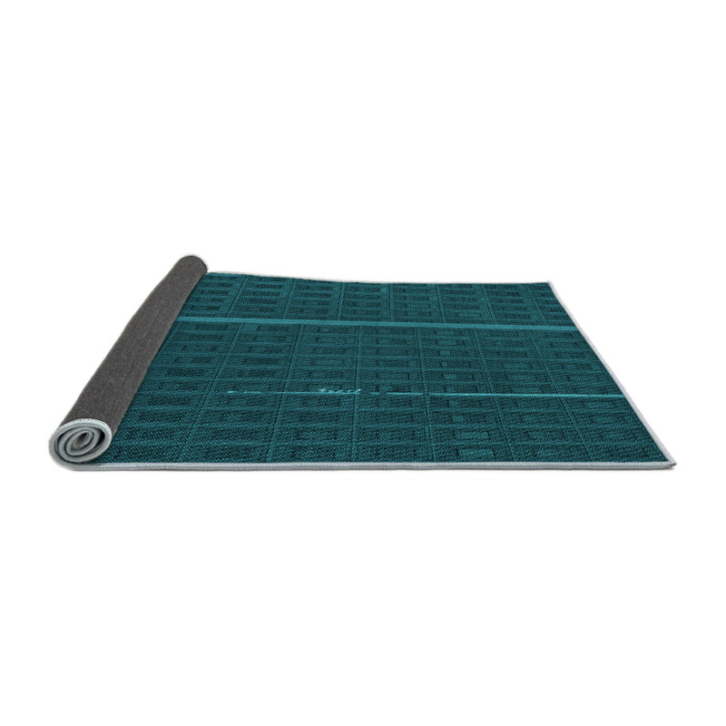 Tapis abstrait en laine bleu sarcelle, Rond 4 pi