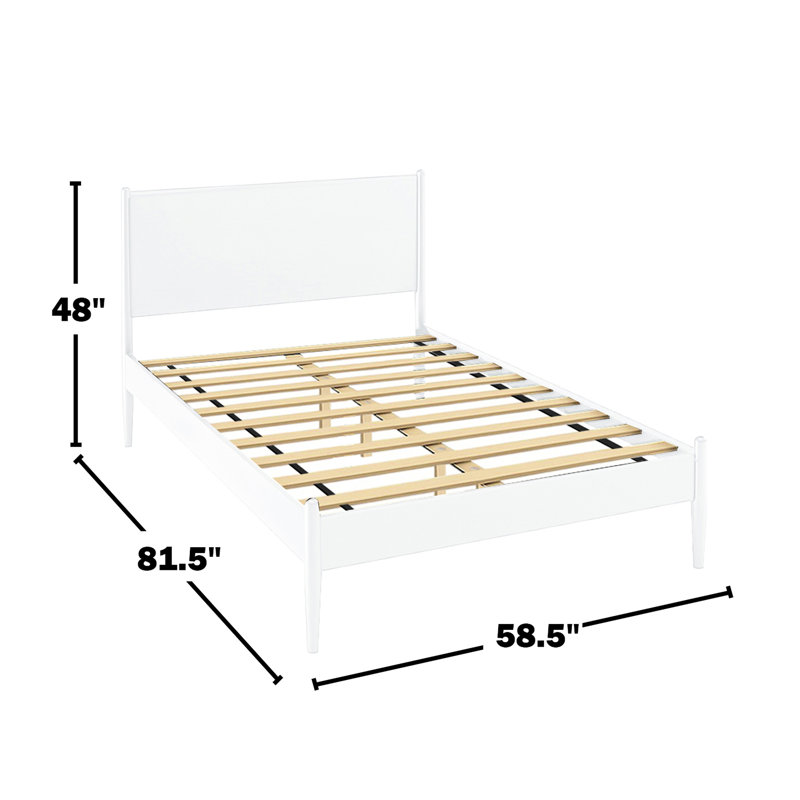 Lit plateforme en bois blanc Mid-Century