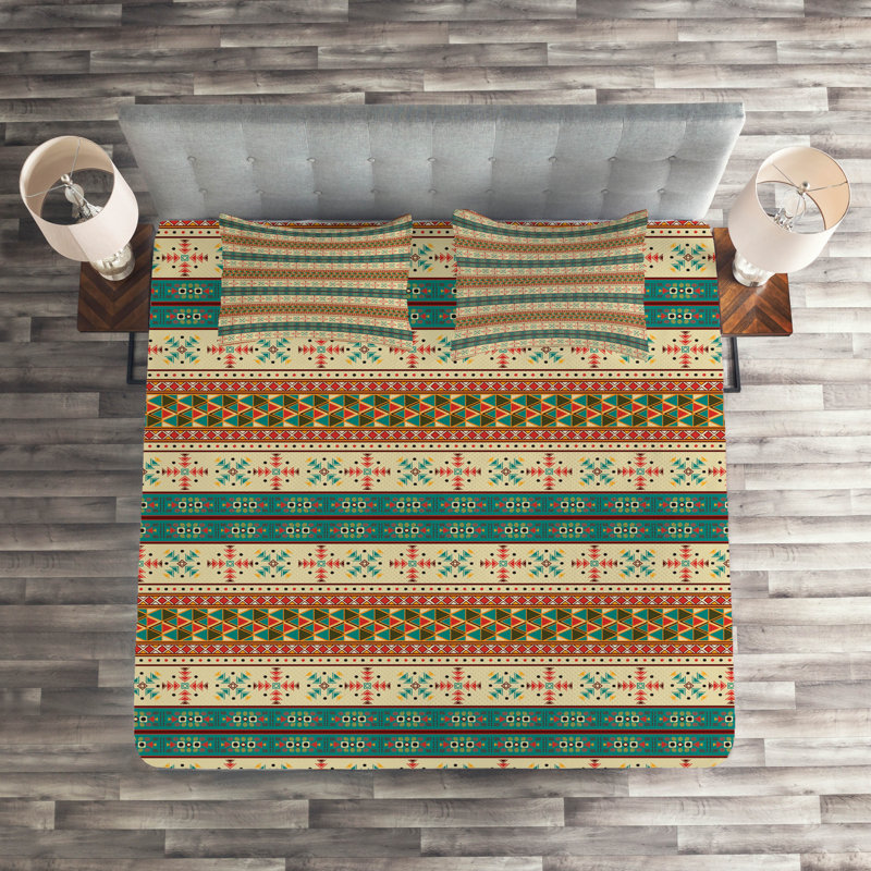 Rustic Polyester Coverlet, Queen Bedspread + 2 Shams