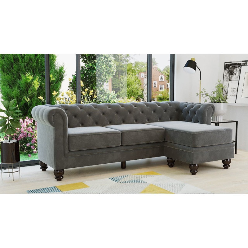 Chapmanville 3 Seater Polyester Sofa, Grey