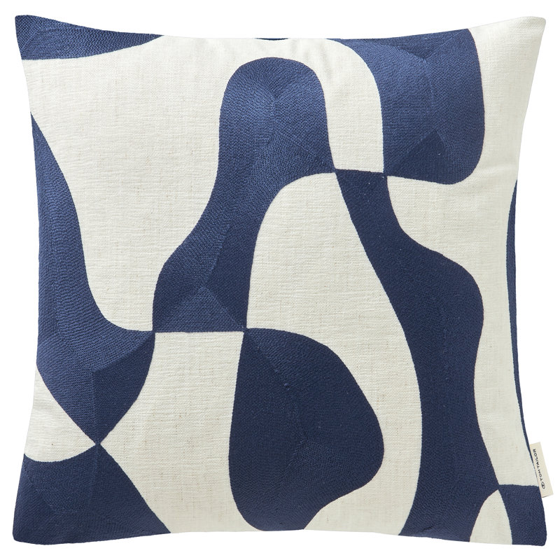 Square Throw Cushion Cover, Blue / White / Grey