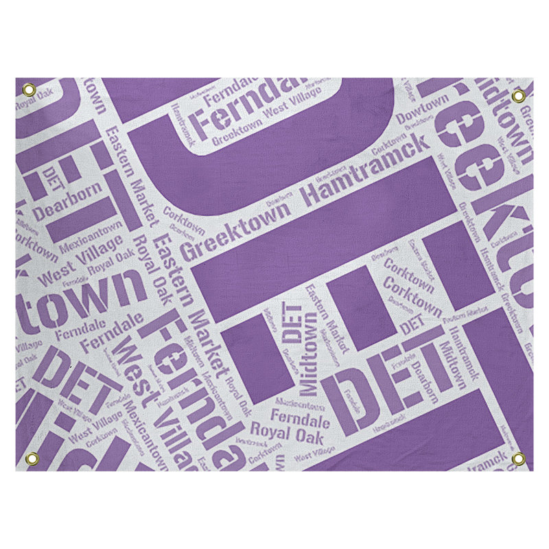 Tapisserie de polyester districts, art word, Détroit, H 50 po x l 59 po, Mauve