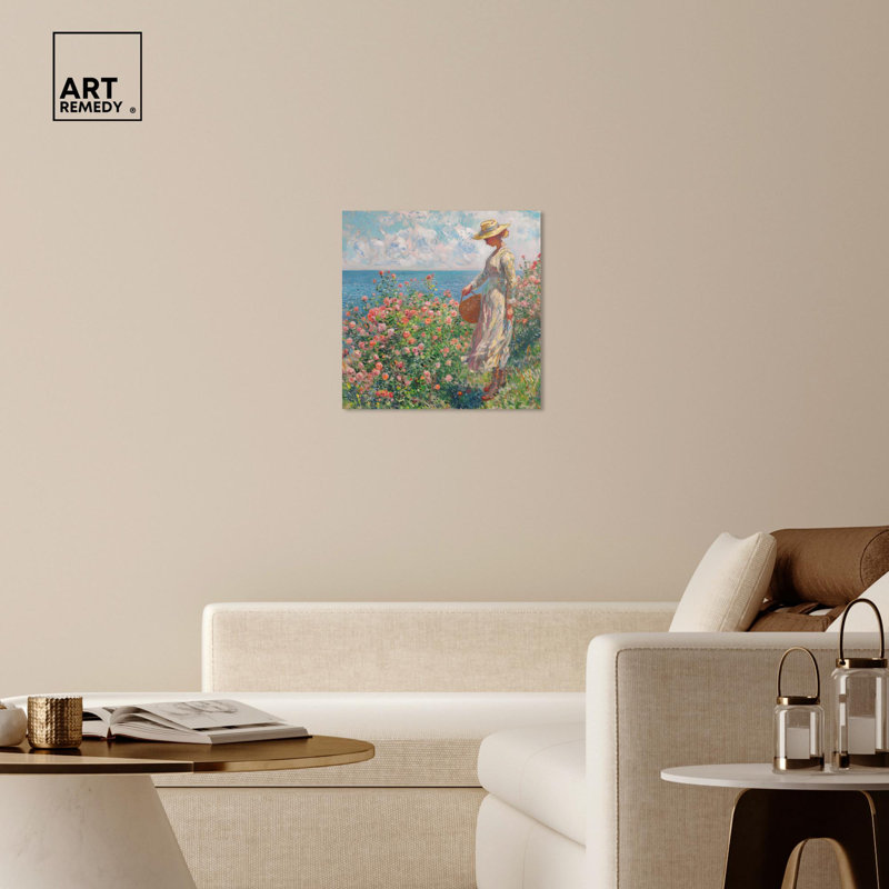 Seaside Stroll 24" x 24" Canvas Landscape Art in Pastel Colors