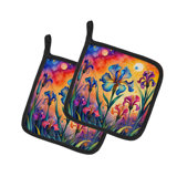 Colourful Iris Pair of Pot Holders