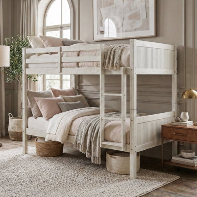 Appolon Twin Over Twin Solid Wood Bunk Bed with Fluted Panel Headboards