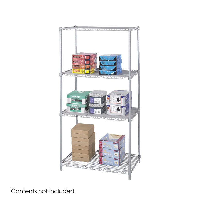 Industrial 4 SHelf Shelving Unit Starter, Metallic Gray