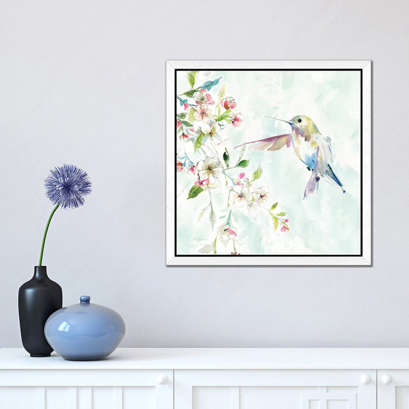 Hummingbird IV by Carol Robinson - Floater Frame Painting on Canvas, White, 93.98 cm H x 93.98 cm W
