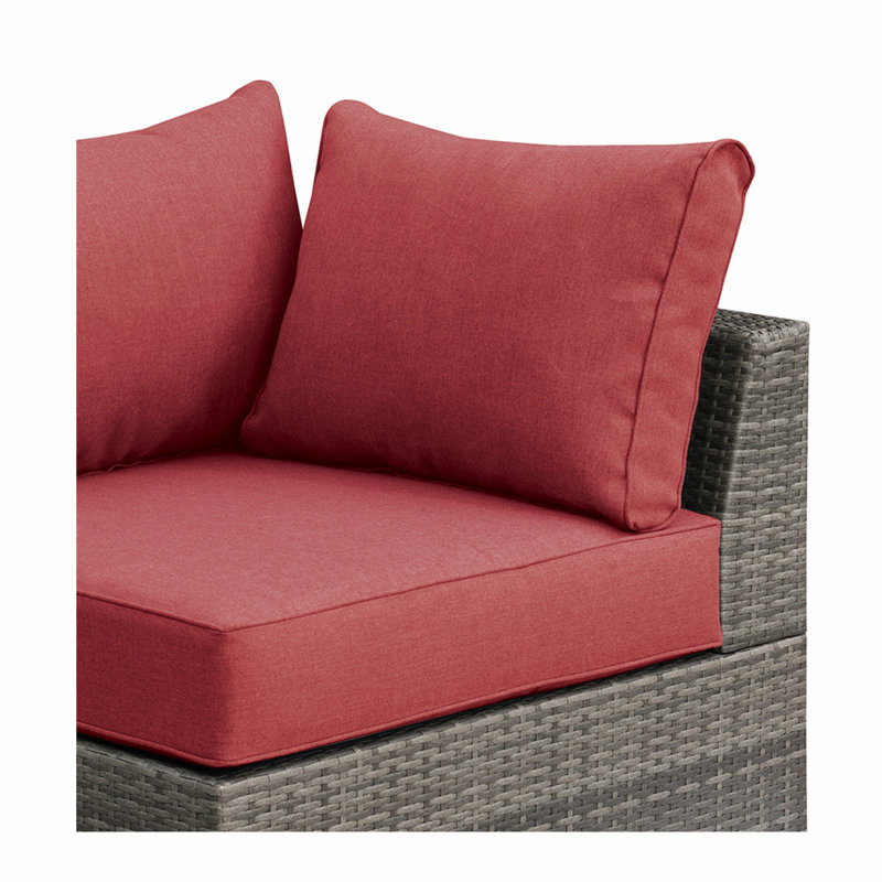 Dannika Wood 4 - Person Patio Conversation Set with Cushions, Red