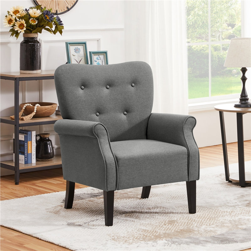 Azani 29" W Tufted Armchair, Dark Gray Polyester Blend