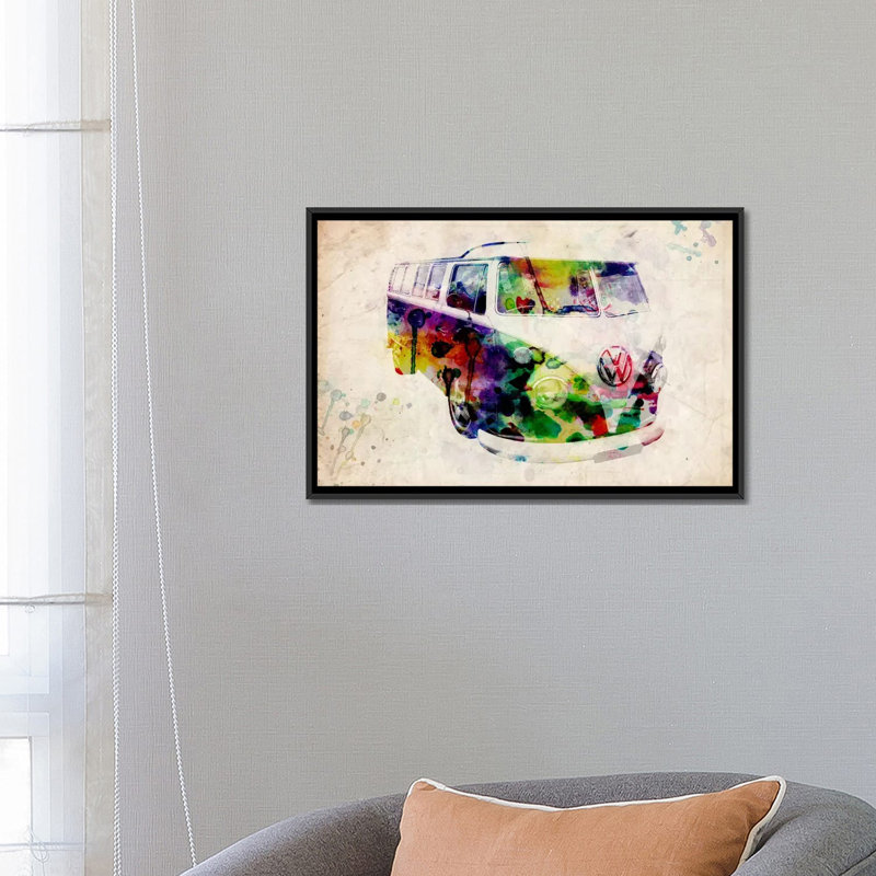 Reproduction d'art graphique sur toile «Camper Van (Urban)» par Michael Tompsett, H 18 po x l 26 po x P 1,5 po, Pas de tapis