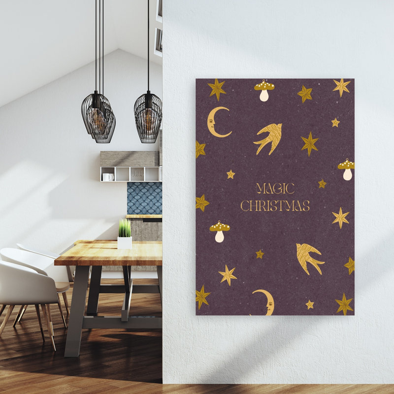 «Magic Christmas 02 Dreamy Vintage Whimsical Bird Landscape Nature», reproduction d'art mural, H 60 po x l 40 po