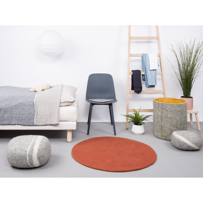 Round Solid Colour Wool Hand Woven Area Rug, Round 200cm