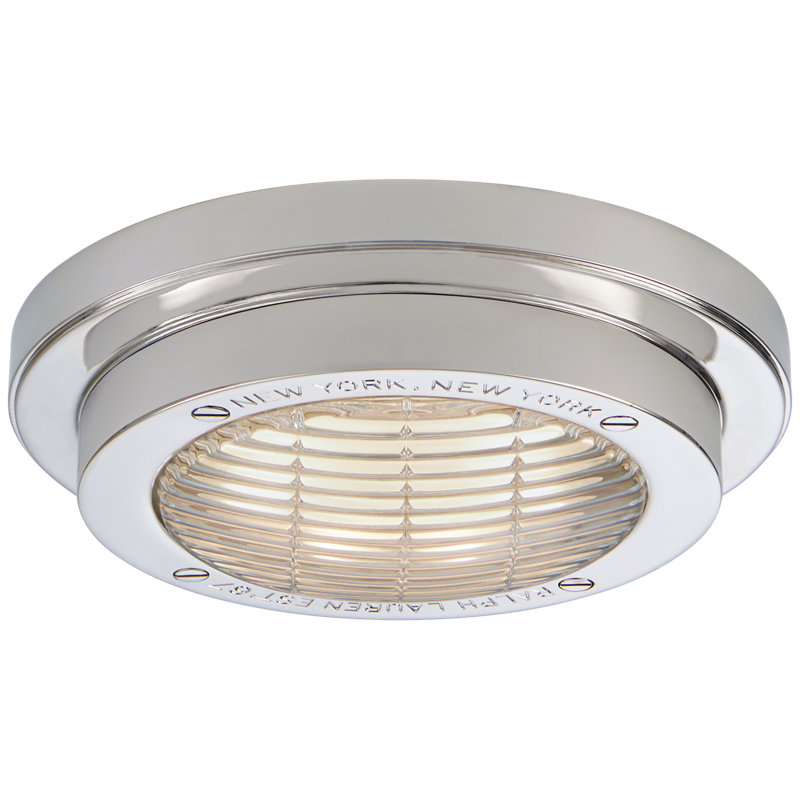 Ralph Lauren Grant 1 - Light Flush Mount, Polished Nickel, 1.5" H x 4.5" W x 4.5" D