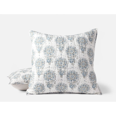 Flores Handstitched Organic Sham Euro Tidal