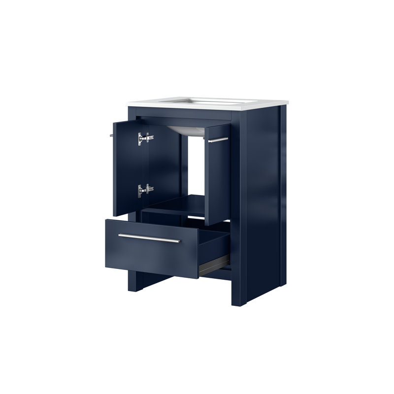 Lafarre 24 in W x 20 in D Rustic Acacia Bath Vanity, White Cultured Marble, Navy Blue