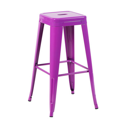 Tabourets de bar en métal mauve 30 pouces sans dossier de 4 pour îlot de cuisine, bar, salle à manger - non empilable, amovible, espace avec comptoir imperméable et solide, hauteur de comptoir 4, design, amovible