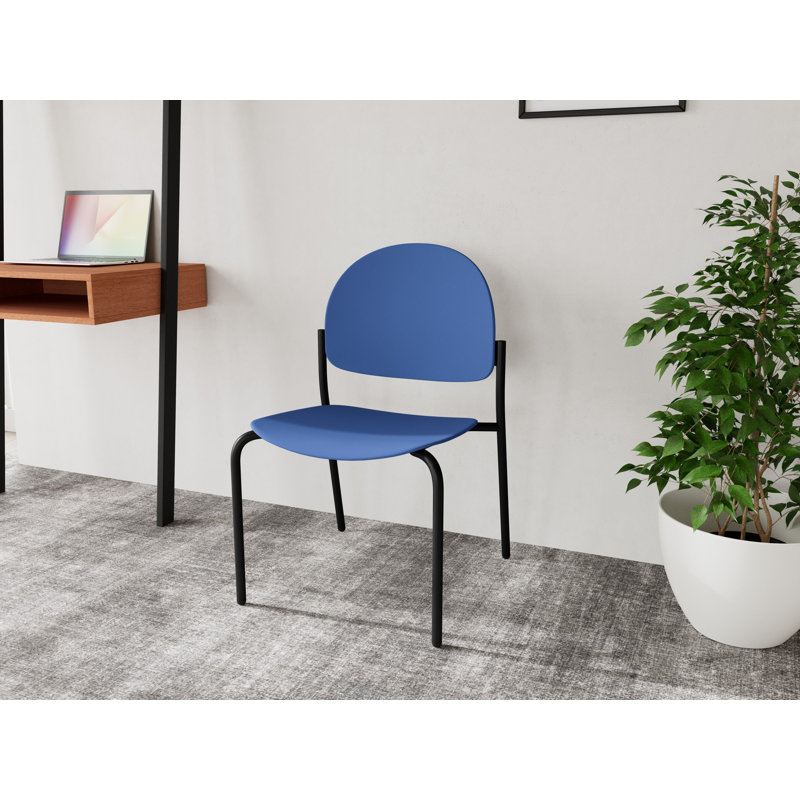 Chaise d'invité sans accoudoir Chat Chat, Noir, Cobalt Blue Poly
