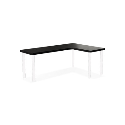 Bureau noir en bois massif en forme de L