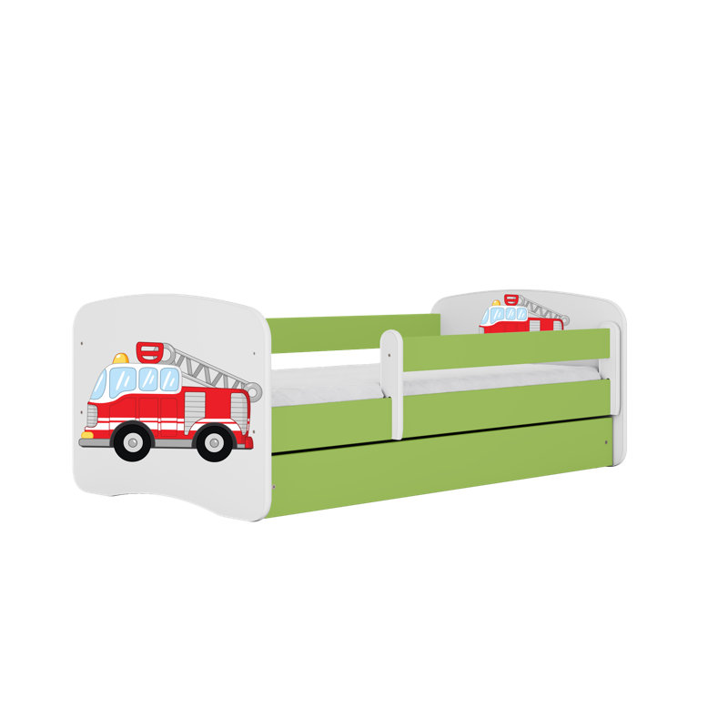 Cicero Drawer Convertible Bed and Mattress, Green/White, European Toddler (80 x 160 cm)