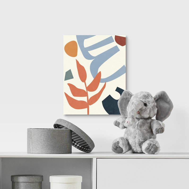 Art peinture, H 14 po x l 11 po x P 1,2 po, Toile tendue avec châssis / rose / bleu / orange